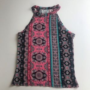 Mudd Tank Style Multicolored Halter Crop Top